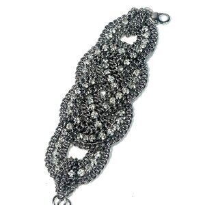Chunky Bracelet Silver-tone Chain & Rhinestone Stella & Dot Petra Biker Babe